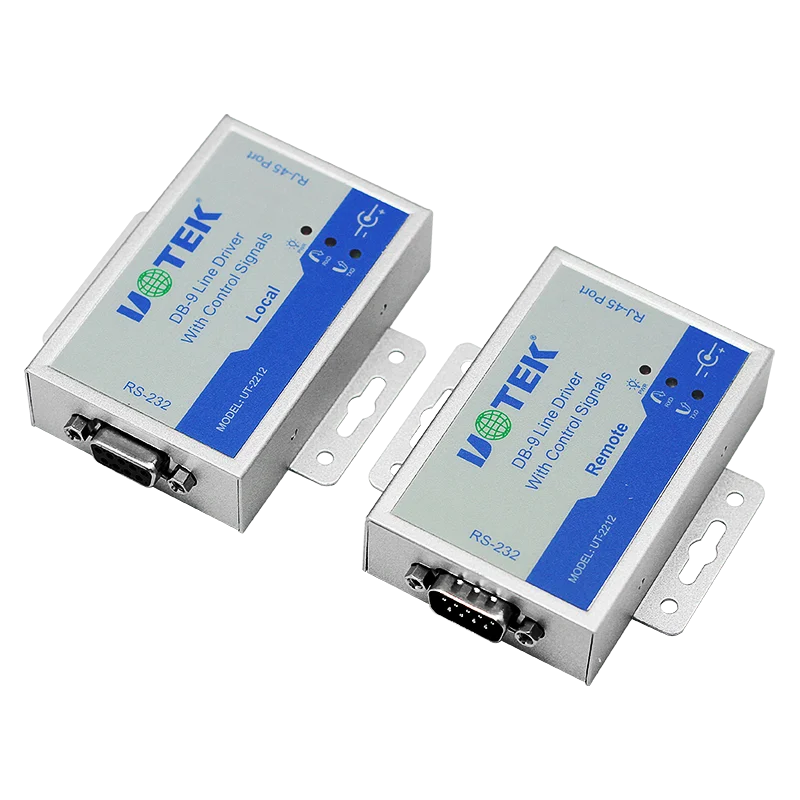2PCS UOTEK Industrial Grade RS-232 Serial Extension Driver Converter RS232 Adapter UT-2212 Long Distance Extender Connector