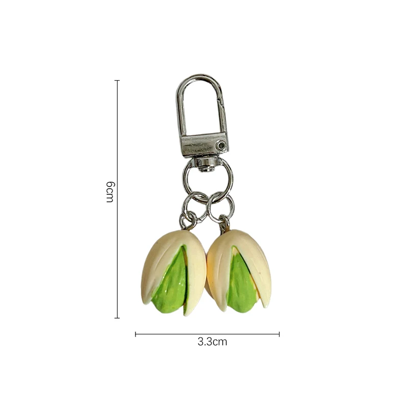 Creative Pistachio Melon Seeds Keychain Funny Food Keyring Pendant Earphone Case Charms Backpack Decoration Accessories Gifts