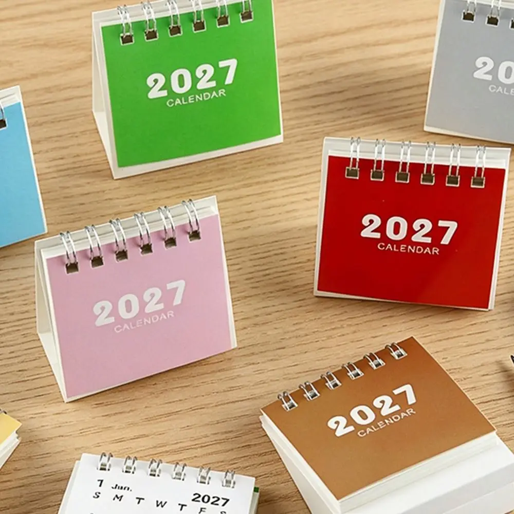 Gifts Mini 2027 Desk Calendar Double Coil Standing Base Standing Calendar Flip Calendar Daily Planning