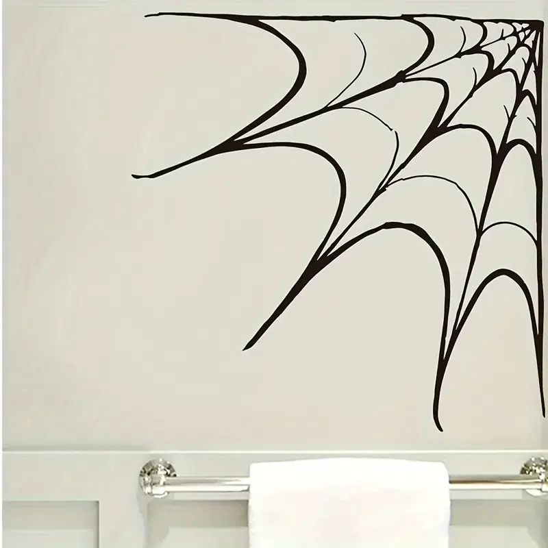 Klassischer Halloween-Spinnennetz-Wandaufkleber - Abnehmbarer PVC-Sticker, Statisch Haftend, Perfekt für Wohnzimmer, Schlafzimmer, Eingangsbereich-Dekoration