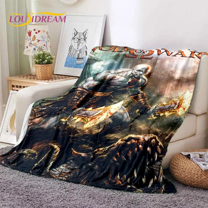 God of War Games Kratos Cartoon Soft Flannel Blanket for Beds Bedroom Sofa Picnic,Throw Blanket for Cover Outdoor Leisure Gift