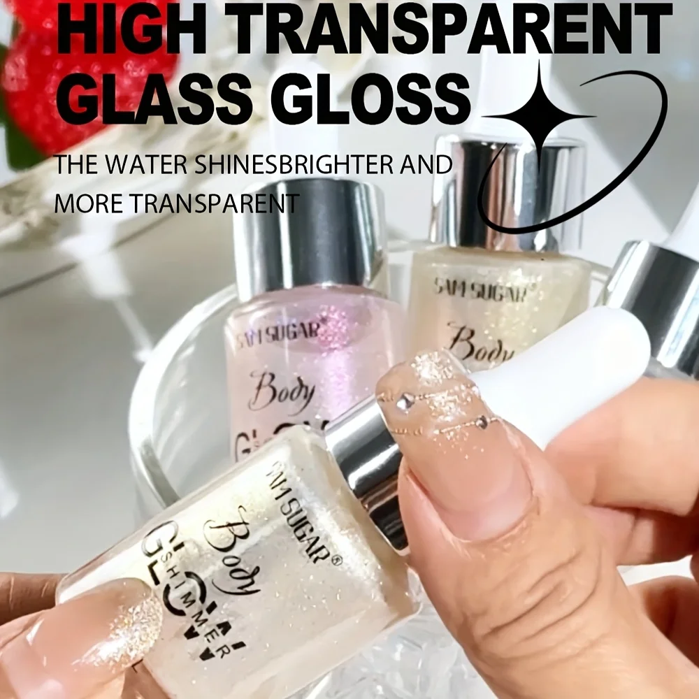 Olio luccicante per il corpo che si illumina al buio, liquido idratante a lunga durata, finitura lucida a copertura totale, scintilla impermeabile per feste