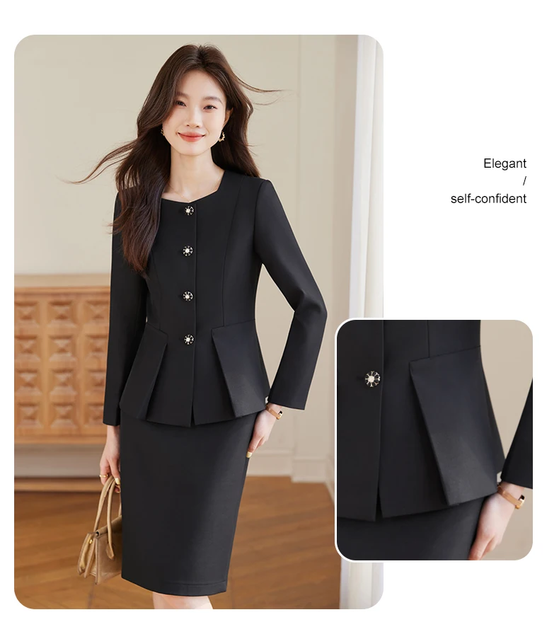 Roupas femininas profissionais da moda, saia + blazer de duas peças de alta qualidade. Fino e confortável, requintado e elegante