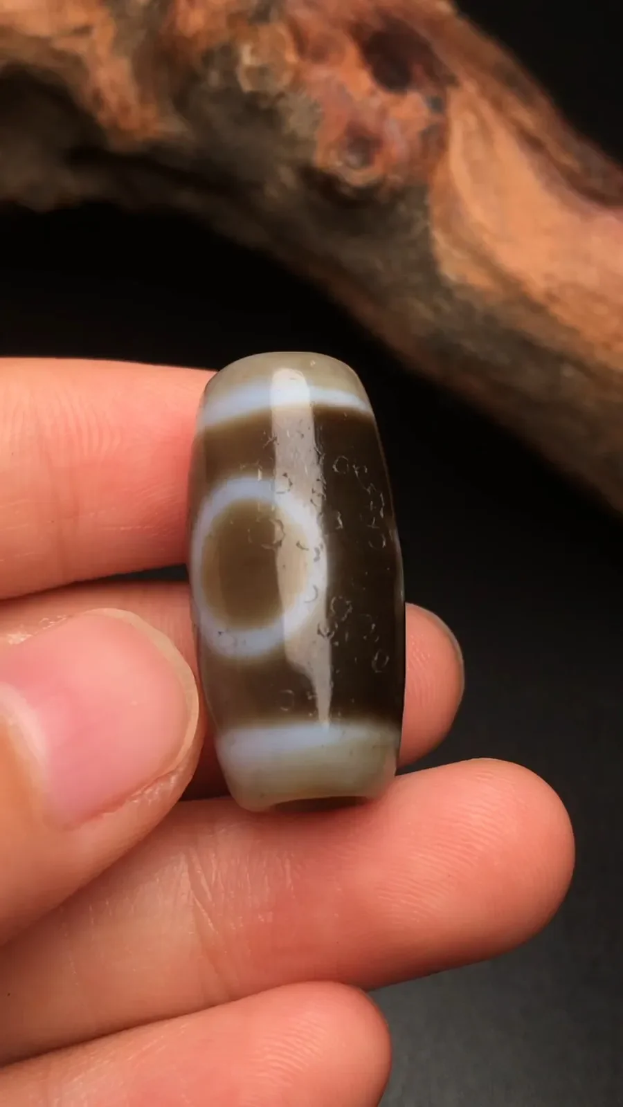 Tibetan Buddhism Agate Sun Moon Stars Totem Dzi Bead Amulet Pendant z065