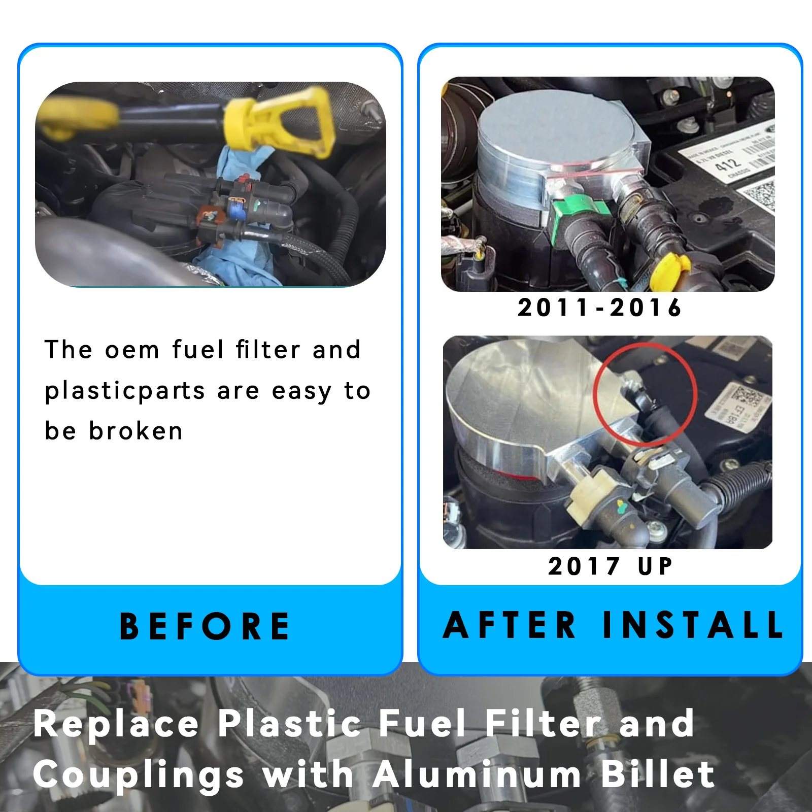 ชุดแปลงไส้กรองน้ำมันเชื้อเพลิงใหม่ สำหรับรถยนต์ฟอร์ด F250 F350 F450 F550 ซูเปอร์ดิวตี้ เครื่องยนต์ดีเซลพาวเวอร์สโตรค 6.7 ลิตร ปี 2011-2022