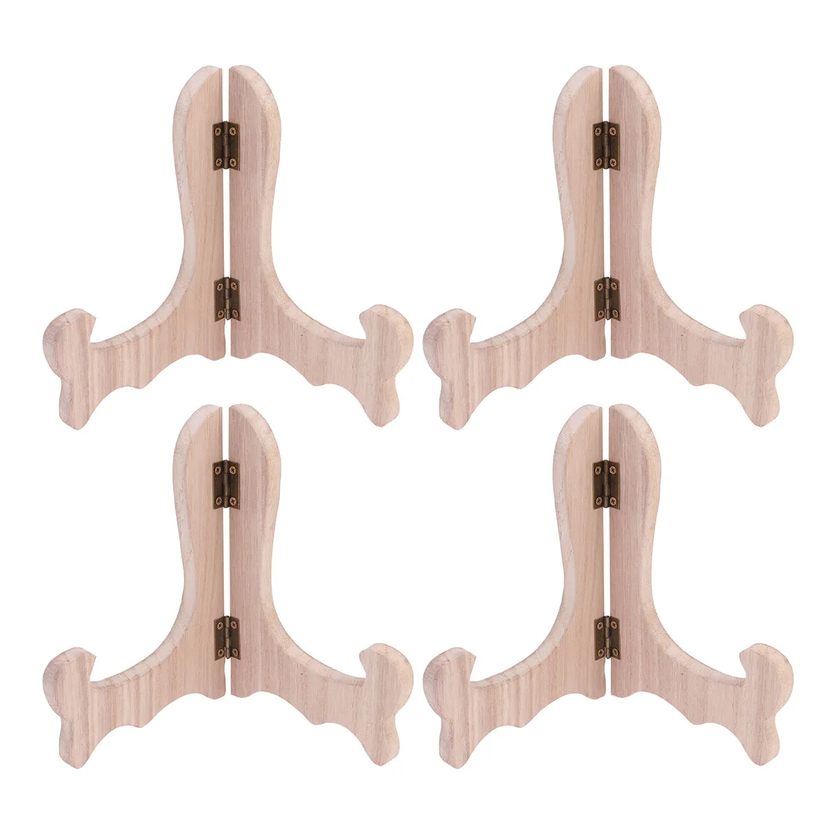 

4 PCS Tea Cake Display Stand Wooden Plate Holder Natural Wood Easels for Plates Books Decorative Dish Racks Home Decoration