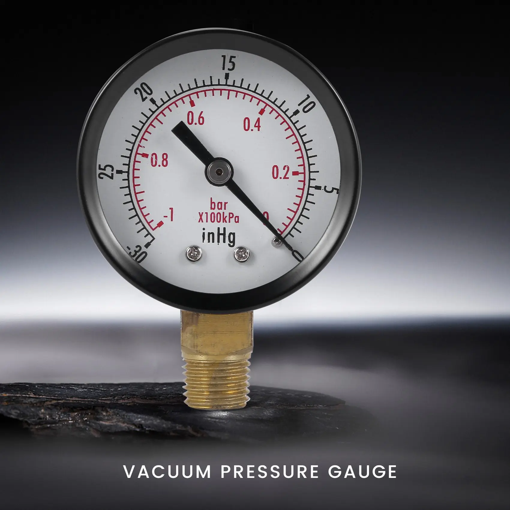 MALL Pressure Gauge - 0 - -30inHg 0 - -1 bar Mini Dial Air Pressure Gauge Barometer meters Vacuum gauge dual scale dial Black