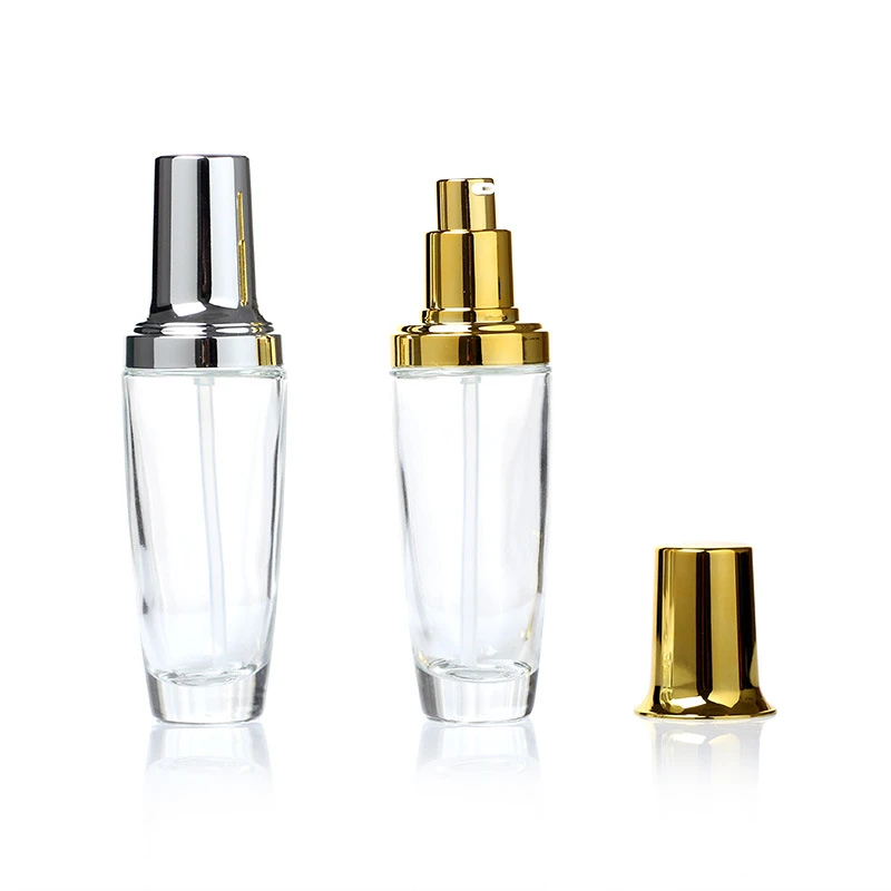 30pcs 50ml Perfume Bottle Crystal Fragrance Refillable Vial Pump Lid Empty Clear Glass Spray Bottles