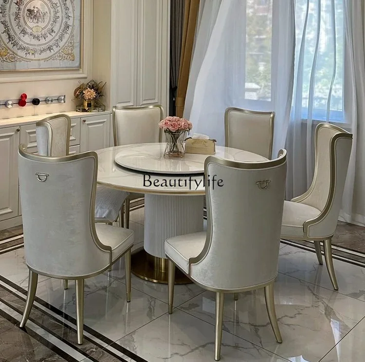 

American Light Luxury Dining Table Household Small Apartment Marble Post-Modern Solid Wood Dining Table