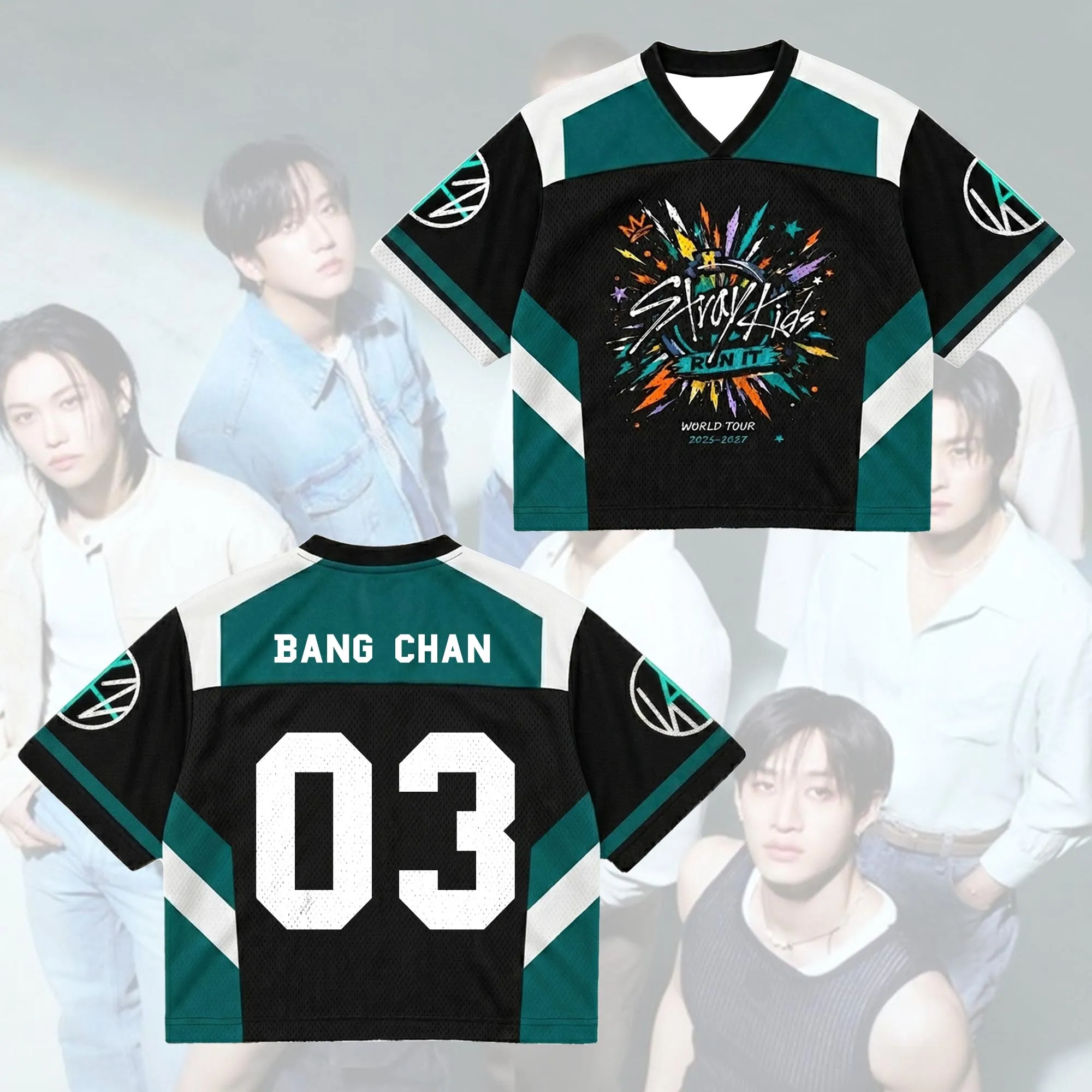 2026 Stray Kids Run It World Tour 3D-gedrucktes Jersey Herren Sommer Outdoor T-Shirt Atmungsaktiv Schnelltrocknend Streetwear Kleidung – Detail 2