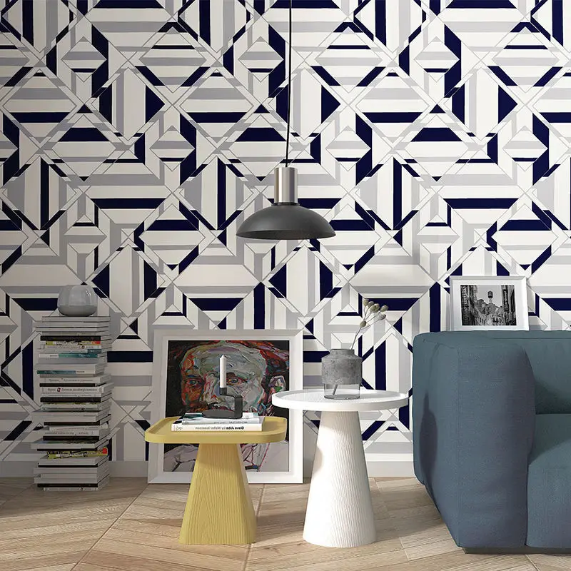 Bedroom Non-Self-Adhesive Wallpaper Modern Geometric Triangle Minimalist Tv Sofa Background Wall Porch Wallpaper Clothes Store