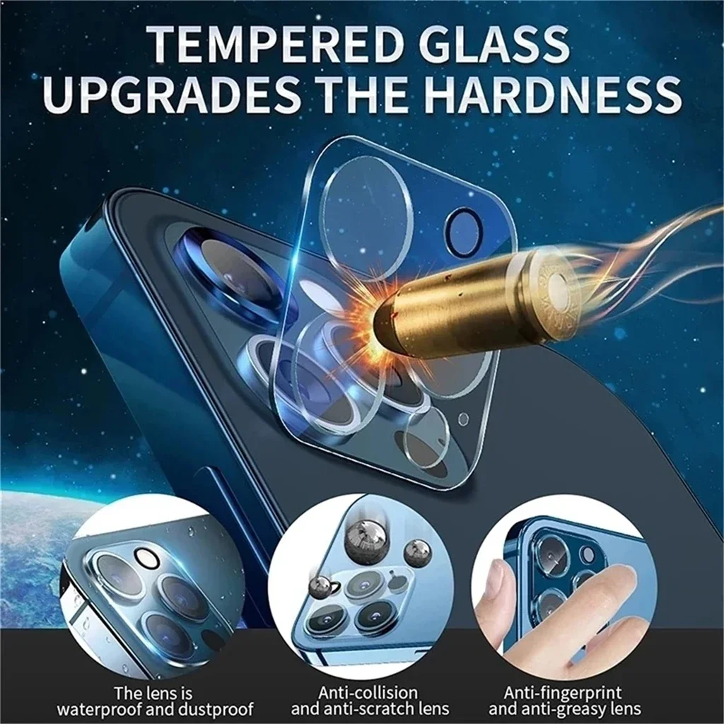 غطاء كامل 6in1 مضاد للزقزقة من الزجاج المقسى لهاتف iPhone 15 14 13 12 11 Pro Max 15 Plus واقي شاشة زجاجي لعدسة الكاميرا