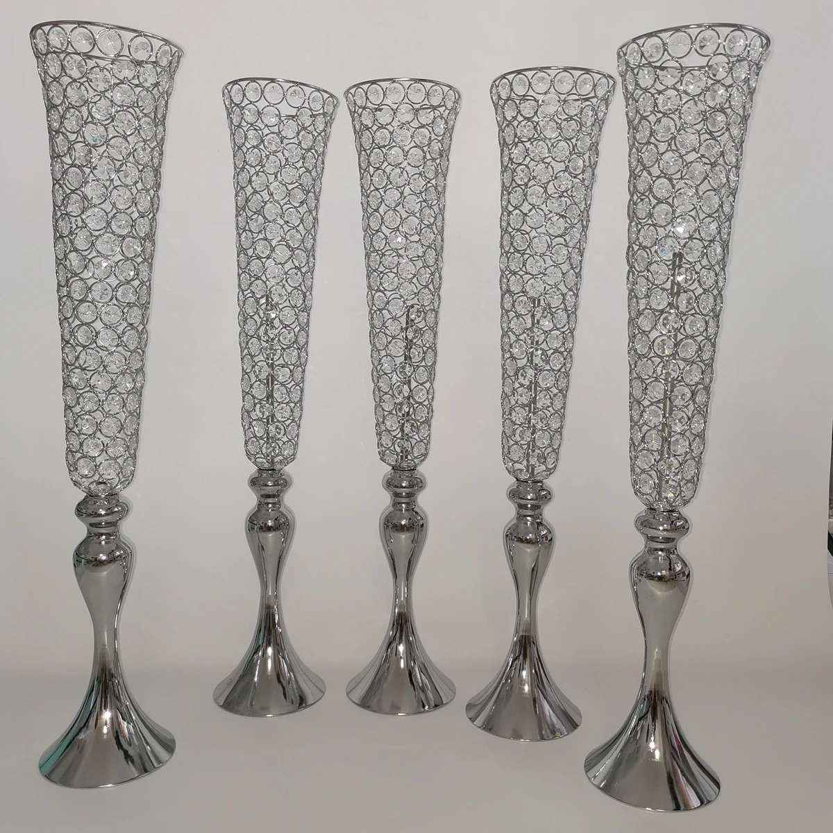 10pcs(60cm/100cm)Wedding Party  crystal  Acrylic Wedding Pedestal Columns Vase Crystal Trumpet Vase For Wedding Centerpieces