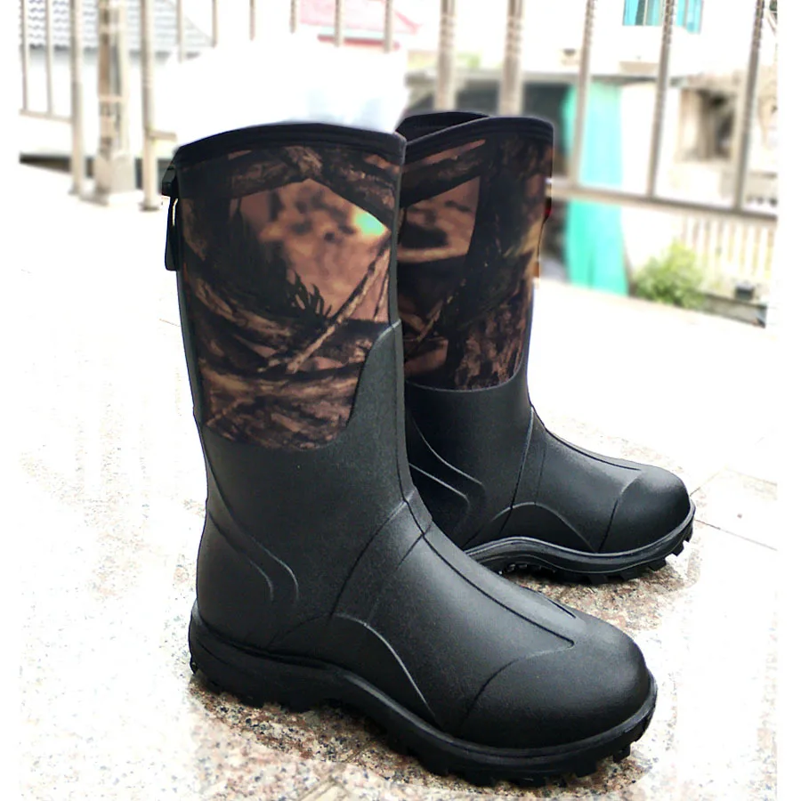 Waterproof Neoprene High Rain Boots Keep Warm Anti-Slip Fishing Rubber Shoes High Quality Bionic Camouflage Hunting High Boots