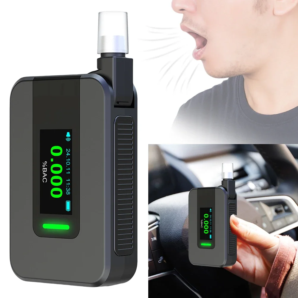 

Electrochemical Alcohol Tester USB Rechargeable Non-Touching Blowing Breathalyzers Portable Alcohol Meter for Professional Use