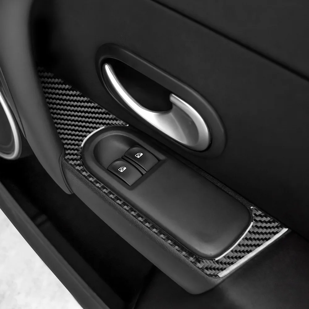 Carbon Fiber For Renault Clio MK3 2006-2012 Car Window Regulator Frame Window Control Panel Cover Decal Interior Trim Auto Parts