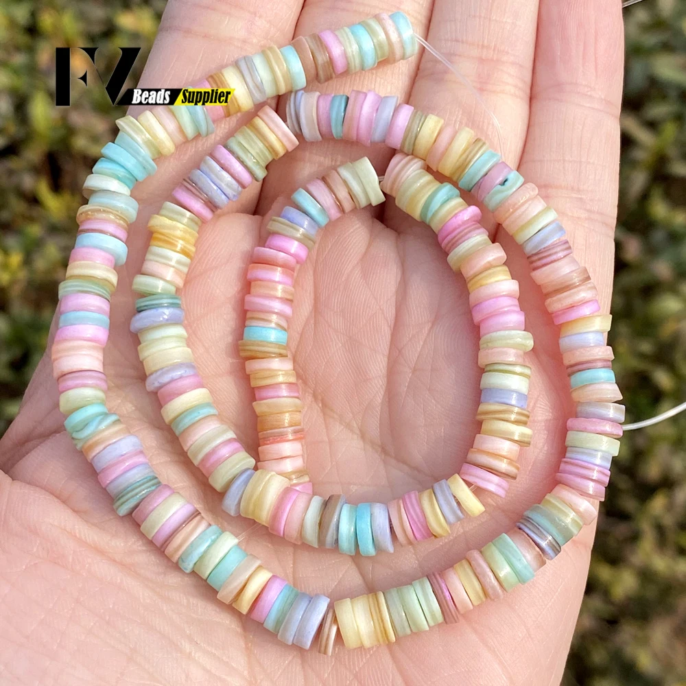 6mm Natural Shell Stone Beads Colorful Rondelle Loose Spacer Beads For Jewelry Making DIY Bracelet Necklace Handmade Accessories