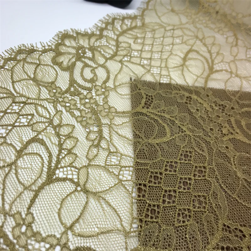 Olive-Green Lace Fabric Chantilly Foiled Lace Trim DIY Needle Work Clothing Accessories Eyelash Lace for Crafts