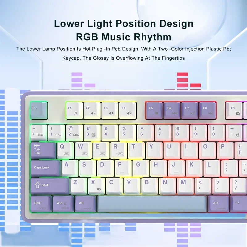 Imagem -05 - Teclado Mecânico Tkl 87key Moa Keycap Estrutura Gask Full-key Hot-swappable Rgb Tipo-c 2.4g Bt5.1 Tri-mode Link Ajazz-ak870