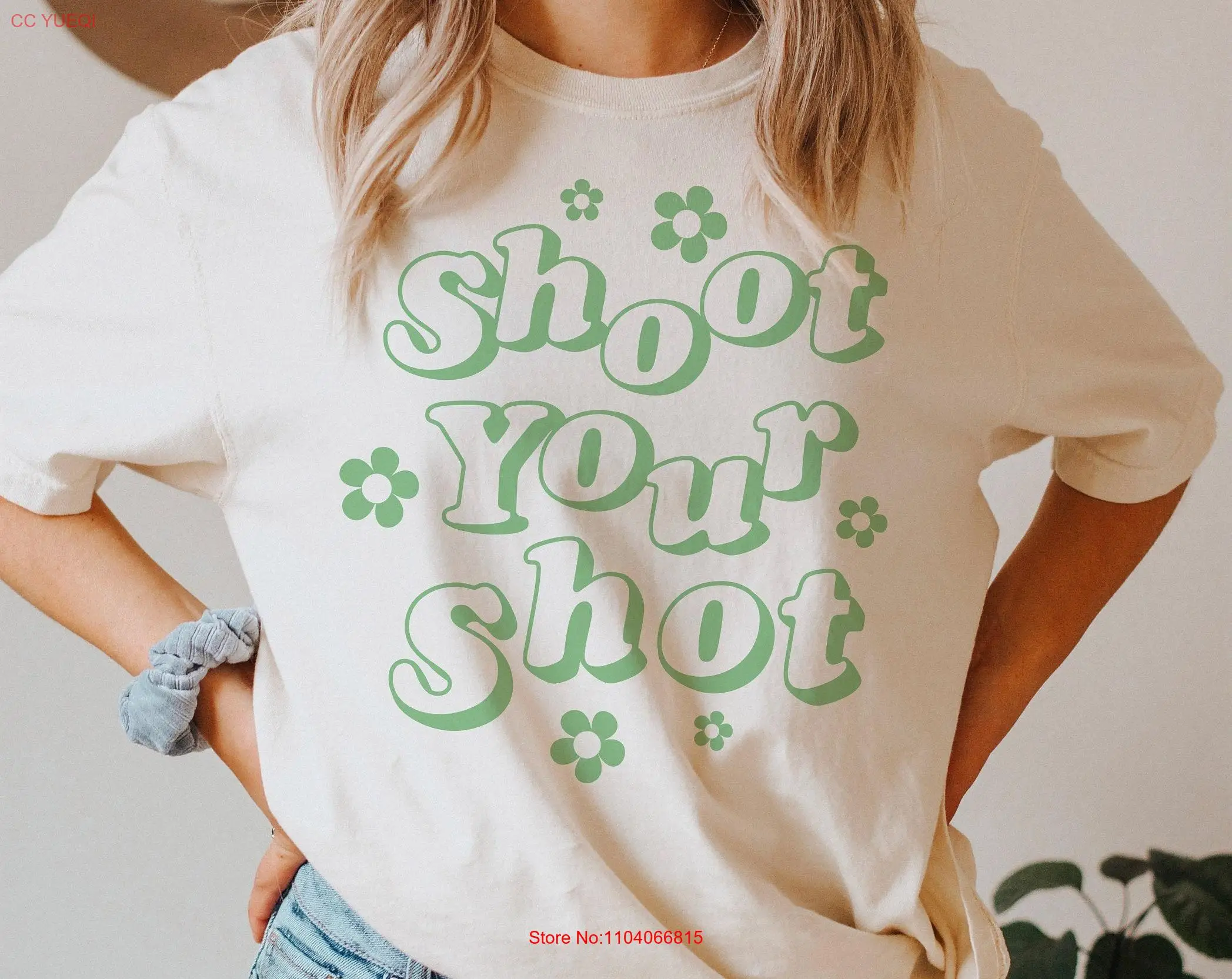 

Футболка Shoot Your Shot Comfort Colors Positive Retro Vintage Trendy Floral For Best Friend Nature с длинными или короткими рукавами