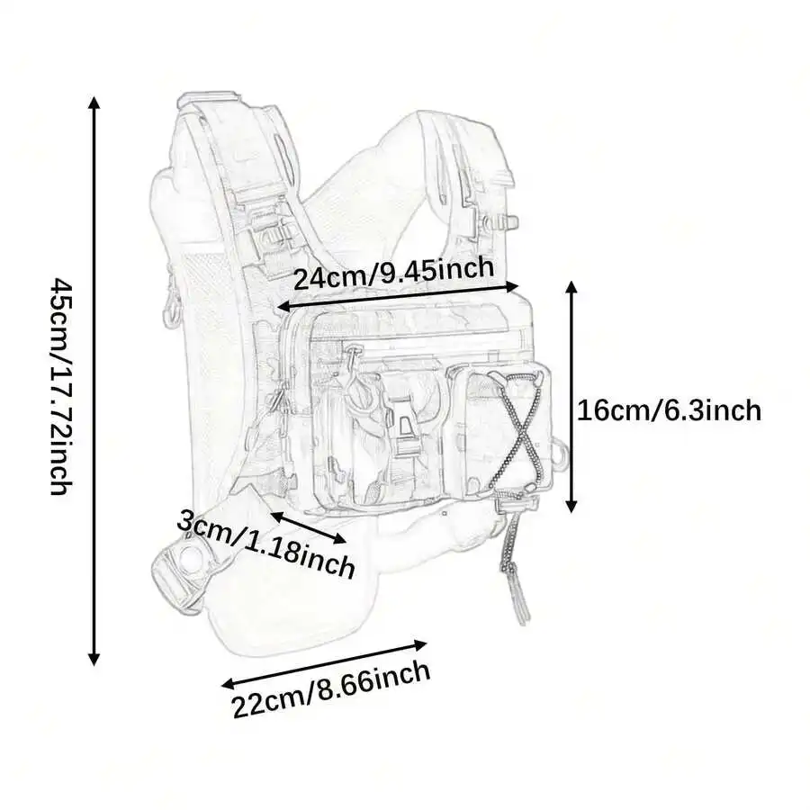 

Hydration Backpack Vest For Running Hiking Cycling With MOLLE System Padded Straps Multiple Compartments