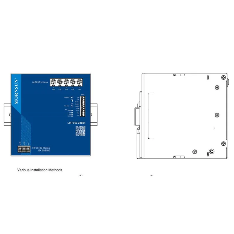 MORNSUN الراقية نوع AC / DC 960W DIN-Rail مزود الطاقة سلسلة LIHF960-23Bxx