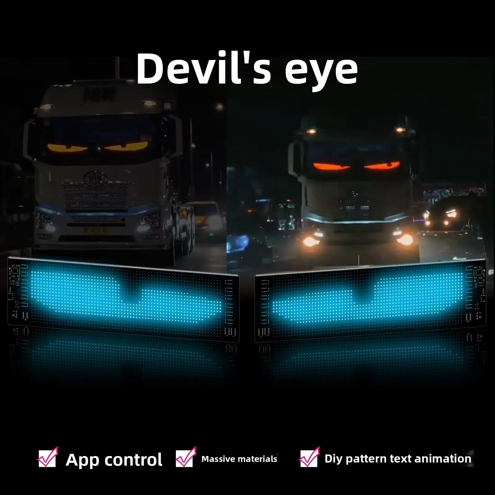 الإنترنت المشاهير شاحنة الإبداعية الشيطان العين شاشة LED سيارة العين جو مصباح شاحنة ديناميكية مصباح ليد ملصق سيارة ذكي #4