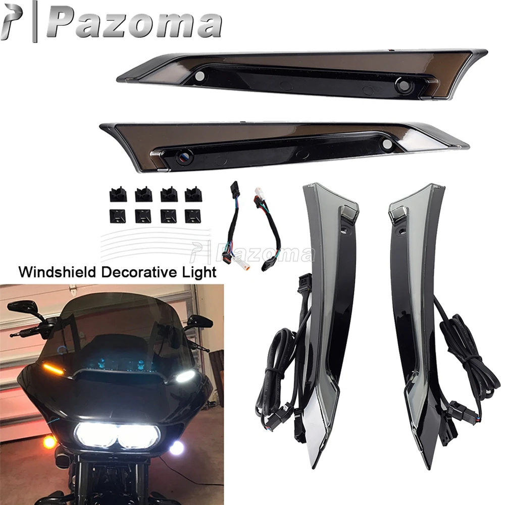 

Motorcycle Windshield Decorative Lamp LED Fairing Wind Screen Trim Lights For Harley Touring Road Glide FLTRX FLTRXS 2015-2023