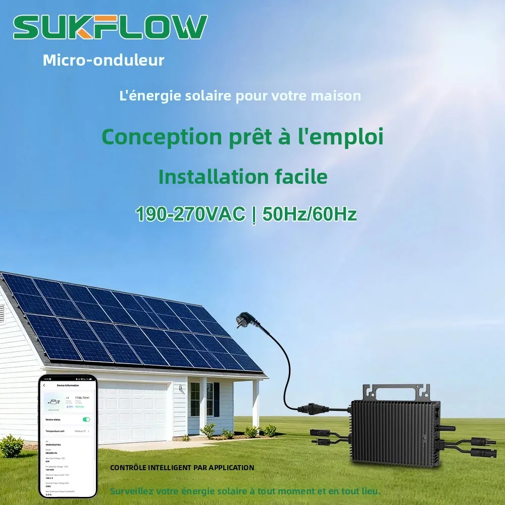 Picture 5: SUKFLOW Zero Expert 1200W Grid-Tie Microinverter with 5M AC Cable Built-in WiFi & Bluetooth MPPT for Home Energy Savings System