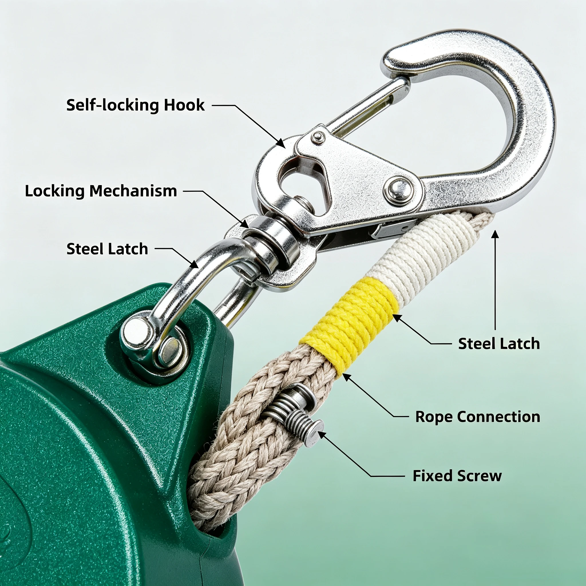 High Altitude Fall Arrester Self-locking Speed Limiter Safety Rope, 10/20/50m 3 Ton Anti-fall Lanyard for Tower Crane Elevator
