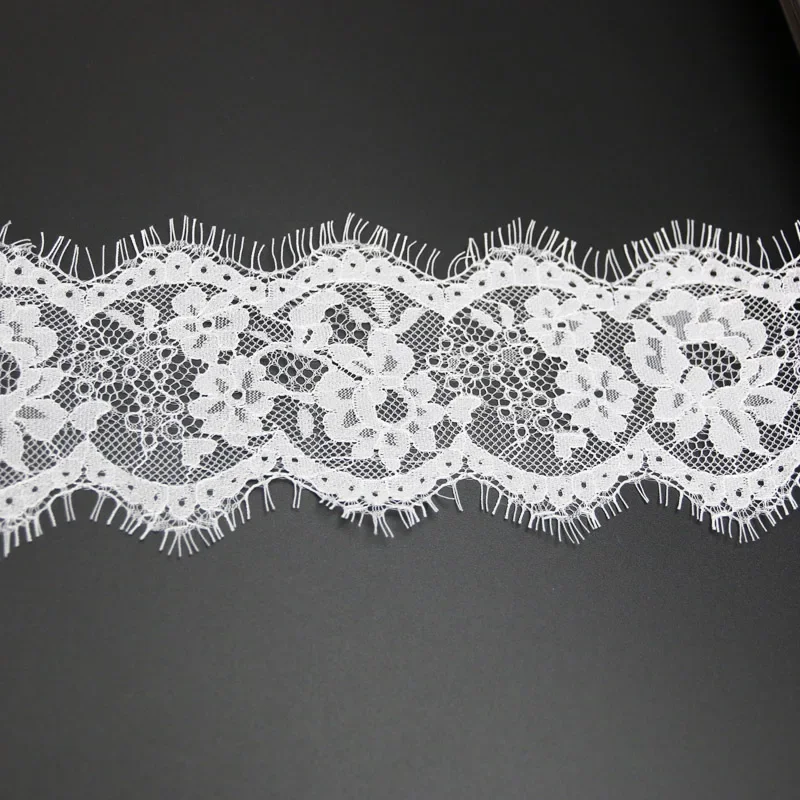 (3 Meter/Los) 8 cm weißer Spitzenstoff zum Nähen von Kleidungsstücken, Hochzeitskleid-Stoff