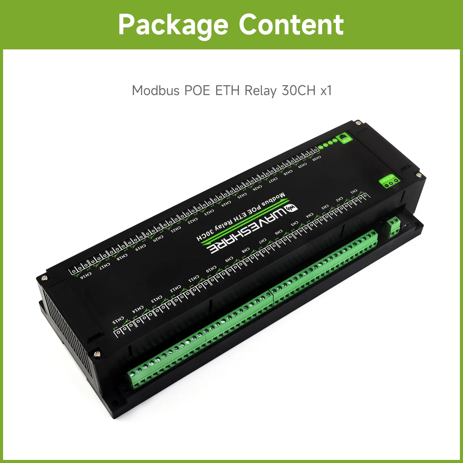 Modbus POE ETH Relay 30CH Waveshare RTU Modbus TCP Protocol PoE Port With Various Isolation Protection Circuits