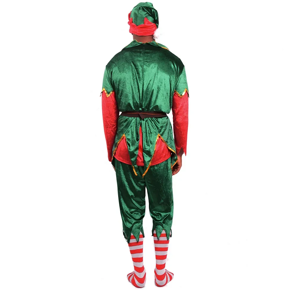 Coppie uomo donna natale verde elfo Costume babbo natale natale albero di natale pagliaccio vestito operato