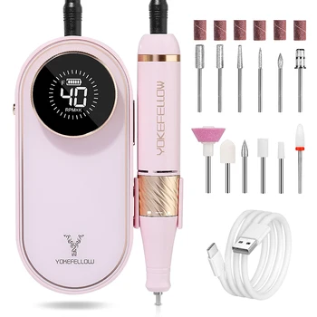 Yoke fellow 40000 rpm Nagel bohrmaschine wiederauf ladbarer elektrischer Nagels chl eifer zum Entfernen von Gel nageln tragbare elektrische Nagel feile