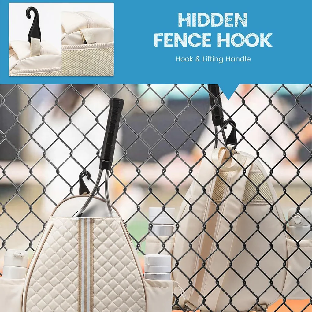 حقيبة تنس بسحاب للإغلاق، سعة كبيرة، مقاومة للماء، حقيبة كروس للتنس، حزام قابل للتعديل، حقيبة ظهر لمضرب التنس من البوليستر #4