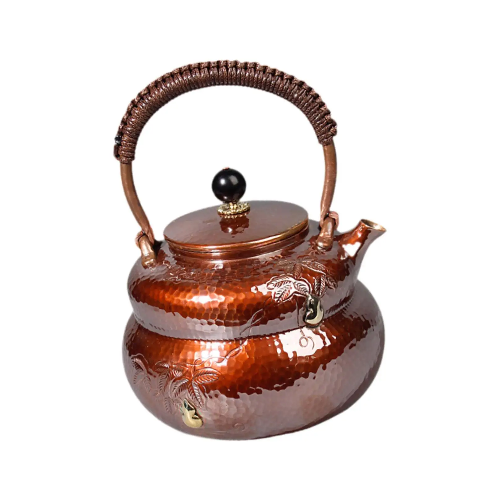 

Copper Teapot Pure Copper Hammered Small Handcrafted with Insulated Handle Hot Water Kettle Tea Kettle Chinese Kung Fu Tea Pot