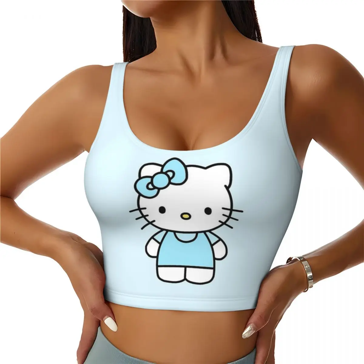 

Custom High Impact Hello Kitty Cartoons Sports Bra Women's Anime Gym Workout Yoga Crop Top
