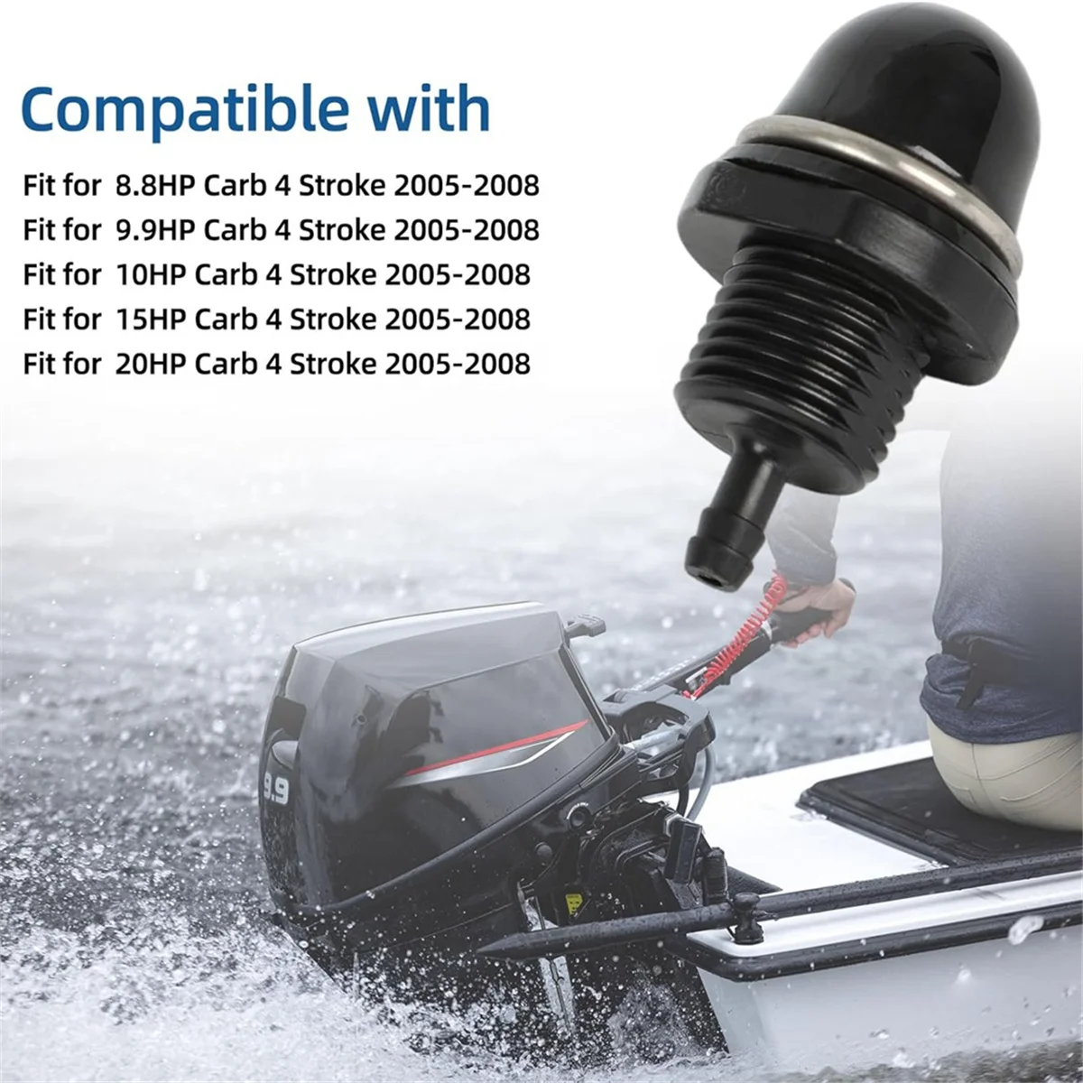 

AA98 1 Pcs 895124 Fuel Pump Priming Compatible with for Mercury 8HP 9.9HP 10HP 15HP 20HP -4 Stroke 2005 2006 2007 2008