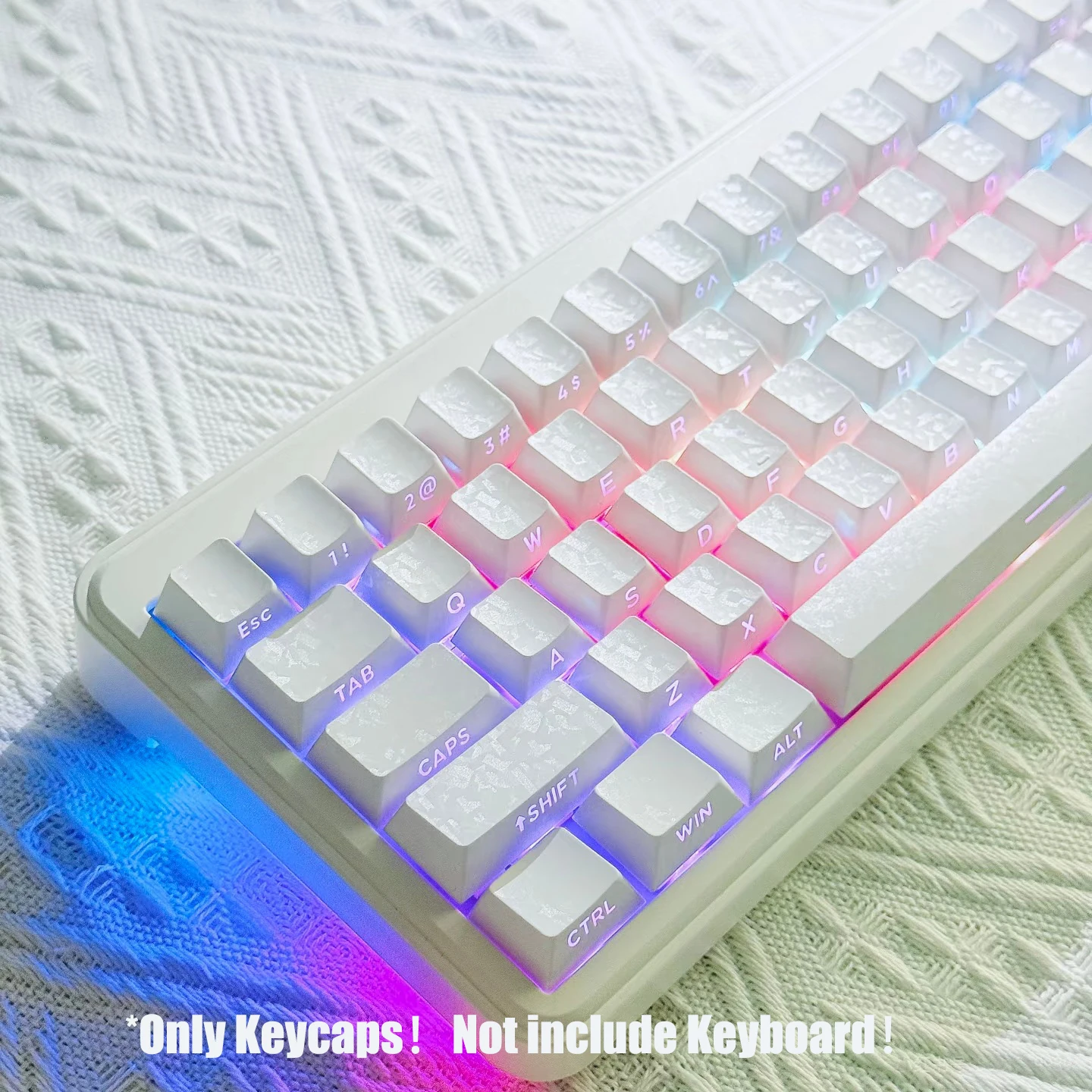 130 Key White Forged Carbon Matte Double Shot PBT Keycaps Cherry Profile Side Print RGB Backlit Key Caps for Mechanical Keyboard