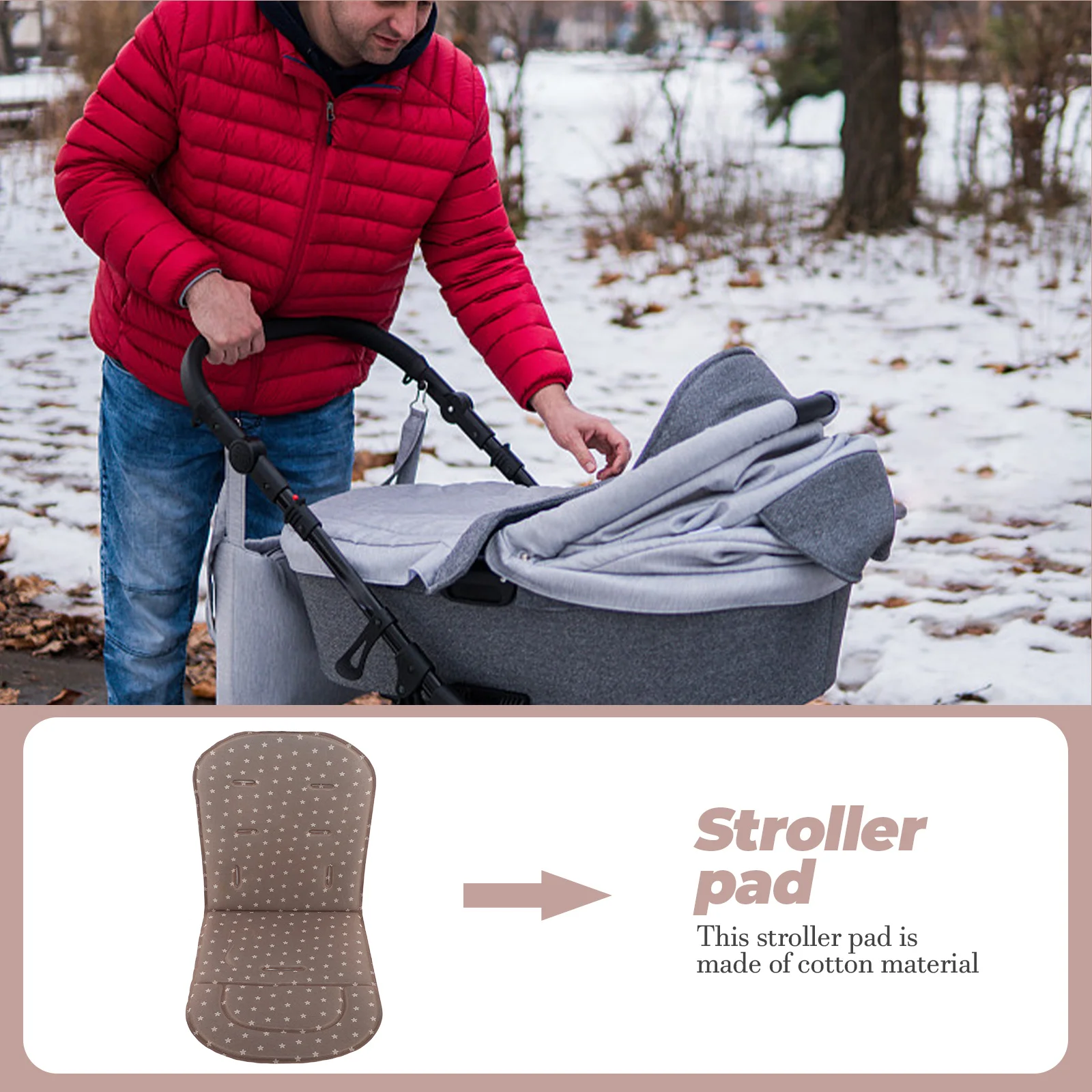 

Cotton Baby Stroller Pad Shallow Beige Soft Breathable Cushion for Newborn Reusable Washable Stroller Accessories Car Seats