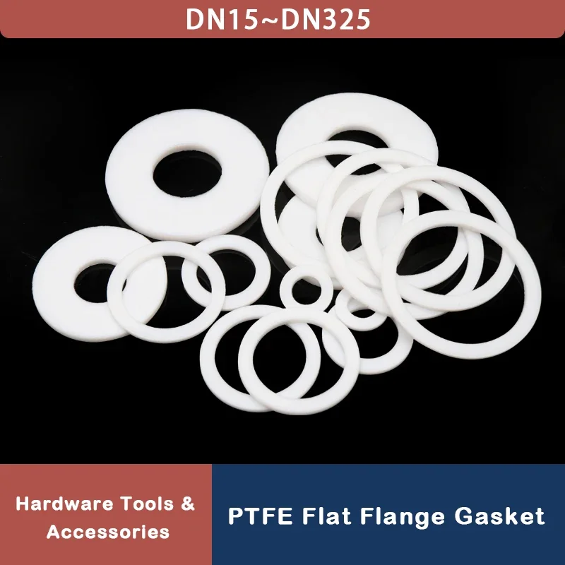 DN15 ~ DN 300 PTFE Flat  Flange Gasket Thickness 3mm  O Ring Seal Spacer Oil Resistance Washer Round Shape White