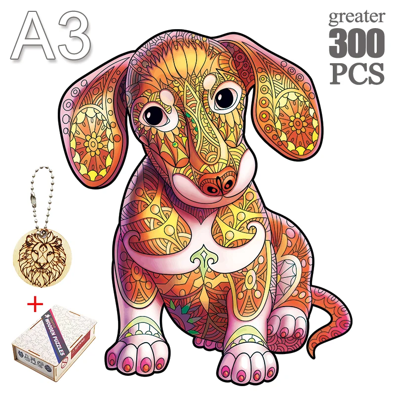 Dog Animal Wooden Jigsaw Puzzles for Kids 10+ Years Adult Teens Family Gifts Majestic Animal Shape Natural Wood Puzzle Puppy