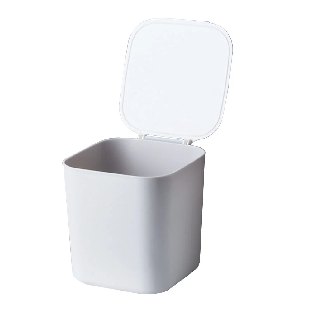 

Desktop Trash Can Garbage with Lid Bin Rubbish Storage Portable Outdoor Simple Design Versatile Bucket Plastic Office