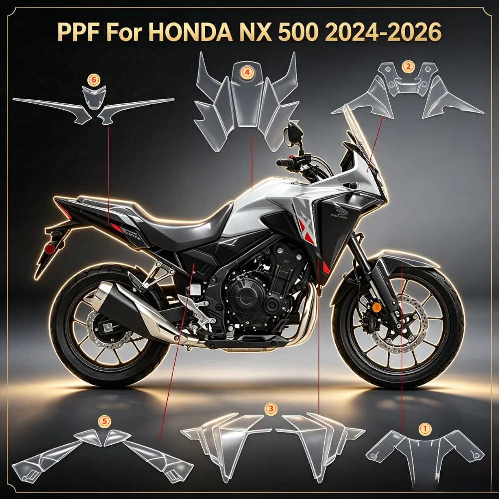For Honda NX500 2024 2025 2026 Pre-Cut TPU PPF Film Self-Healing Clear Paint Protection Kit Anti-Scratch Waterproof