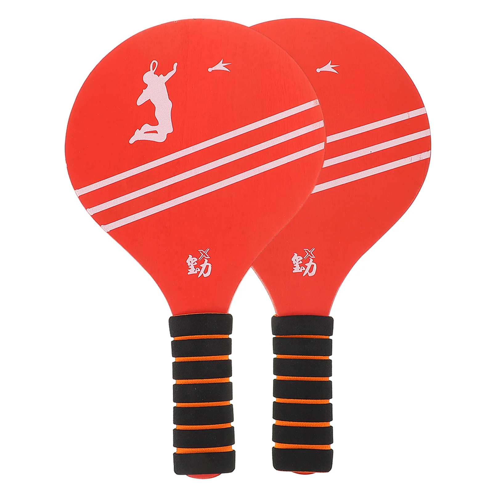 

2Pcs Badminton Rackets Wooden Short Handle Bright Color Portable Paddle Ball Game Sporting Rackets Wood Paddles
