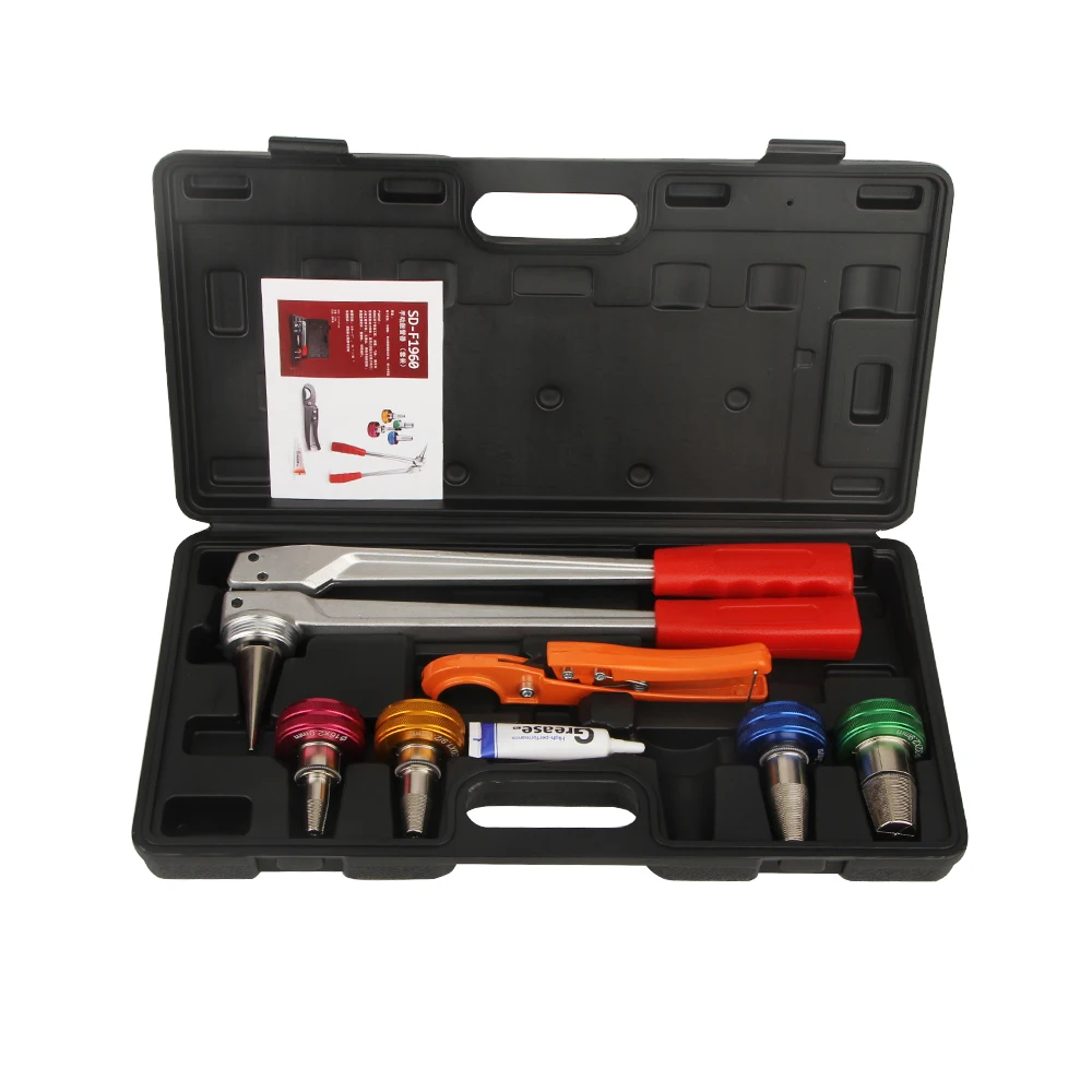 

SD-F1960 Hand Pipe Crimping Tool with 4pcs Molds Expansion Heads (16 20 25 32) Tube Expander & Cutter