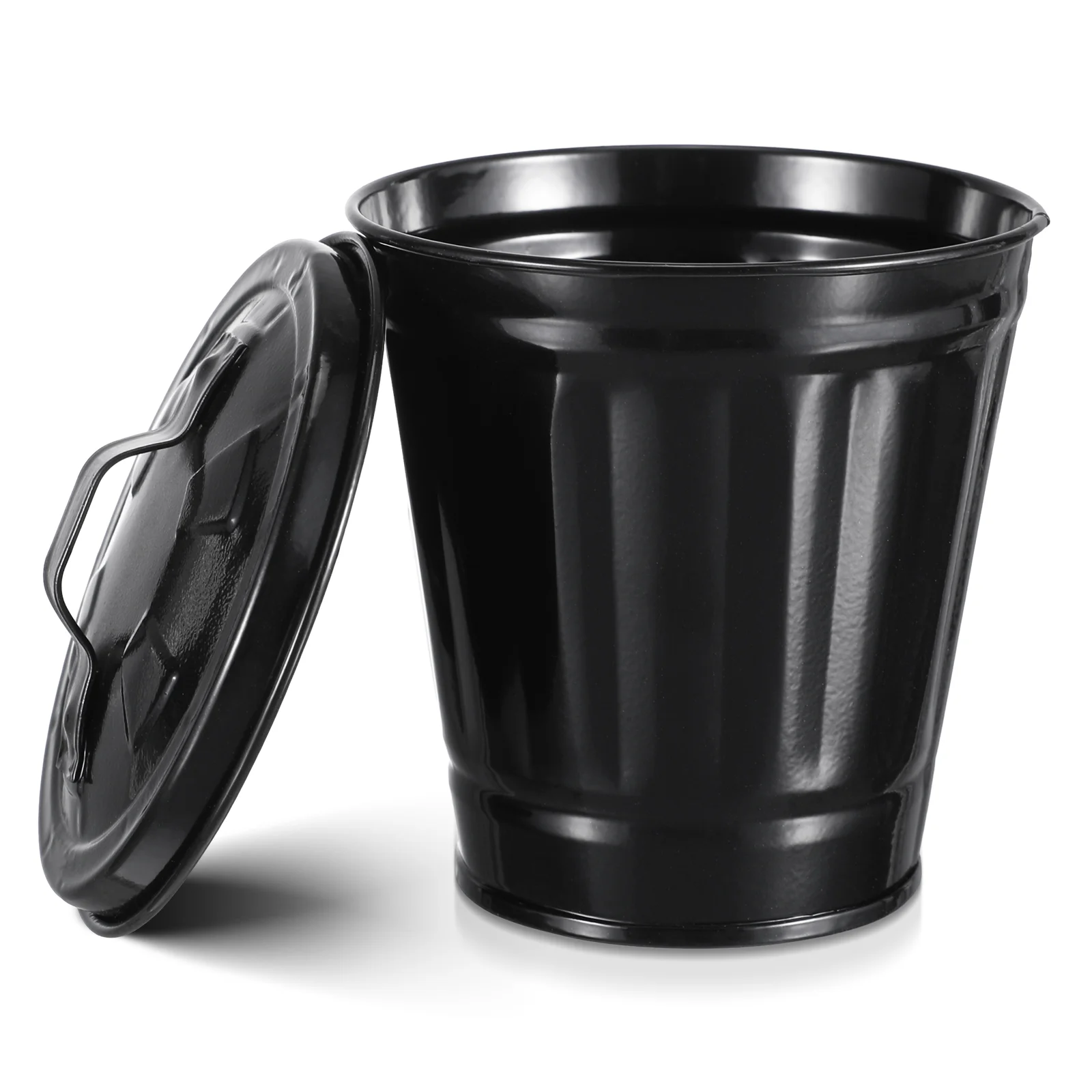 

Garbage Can Sturdy Trash Waste Bin with Lid Desktop Containers Penholder Daily Life Iron Trivial Things