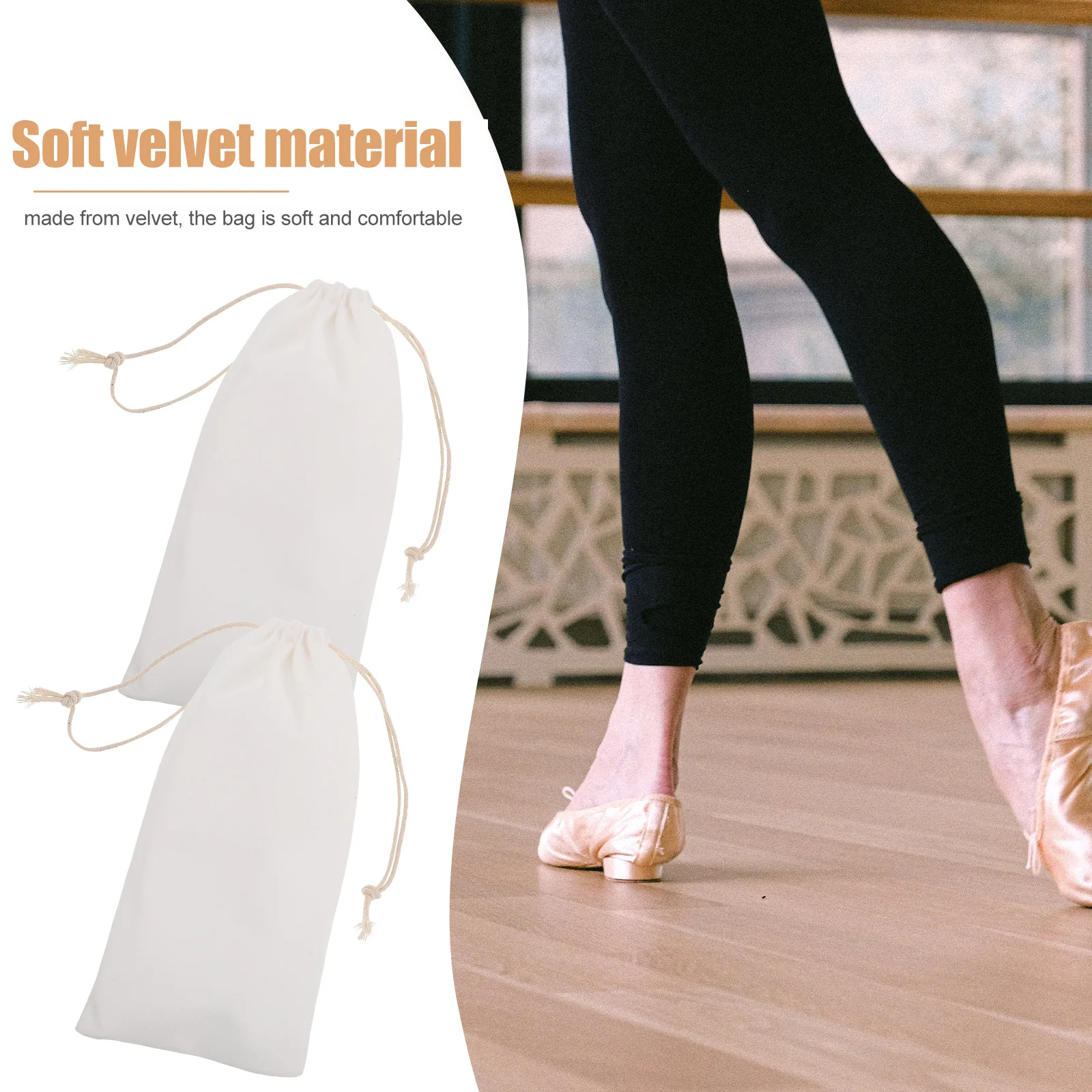 

2pcs Dance Shoe Storage Bags Drawstring Organizer For Footwear Adjustable Closure Dust Resistant Reusable Cloth Bag Socks