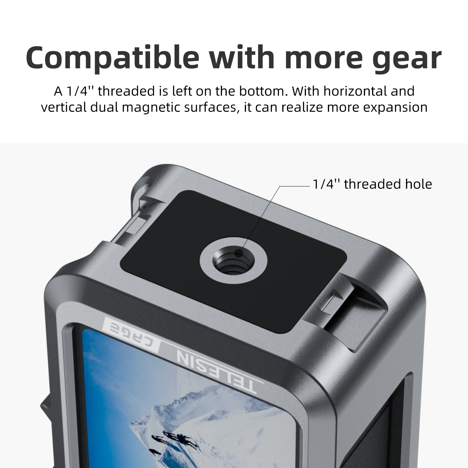 TELESIN – boîtier de cadre en alliage d'aluminium pour DJI ACTION 4 3, Cage métallique, support à dégagement rapide avec chaussure froide, cadre de protection complet