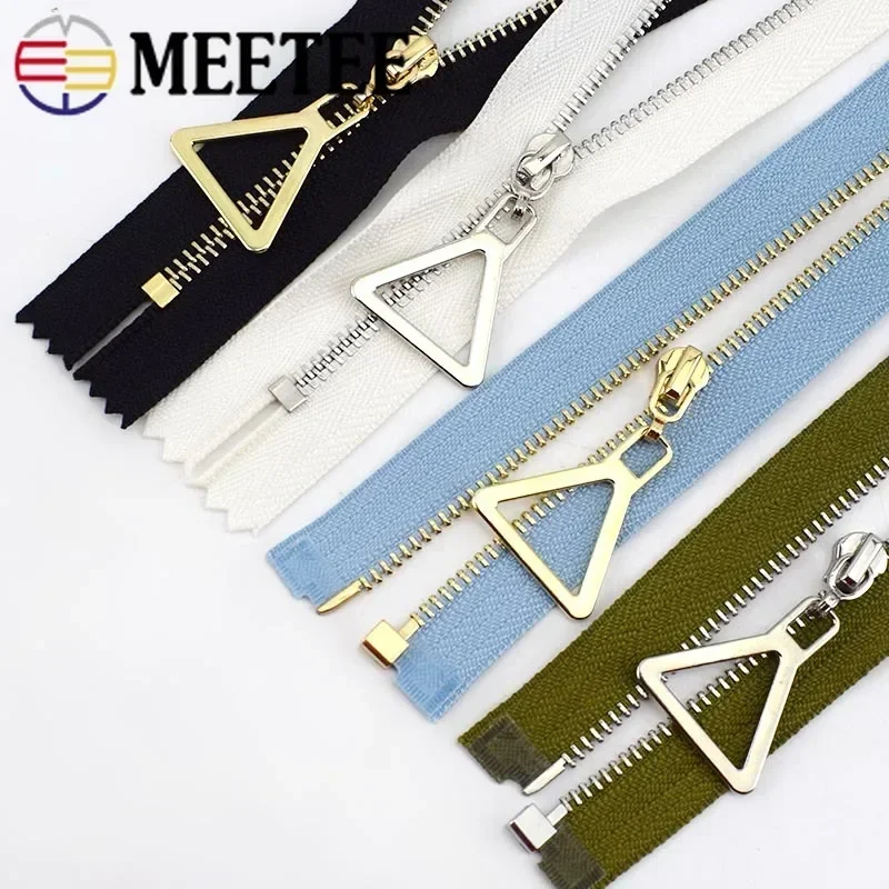 2Pcs 15-30cm Close-End 40-70cm Open-End 3# Metal Zipper Auto Lock Gold Silver Tooth Single Open Zip DIY Garment Sew Accessories